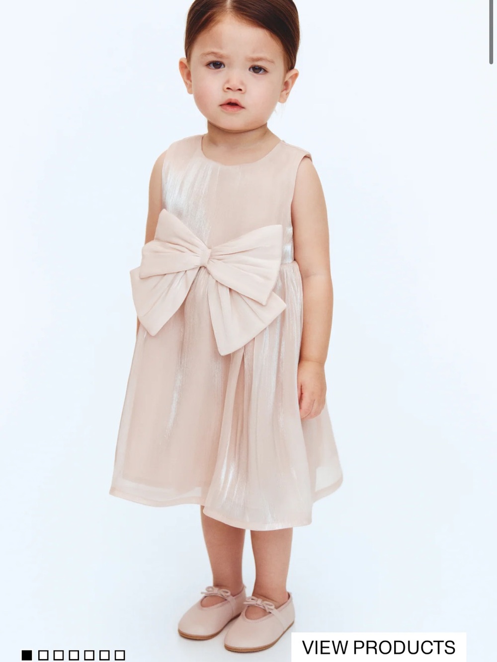 H&M Pale Pink Bow Front Party Dress